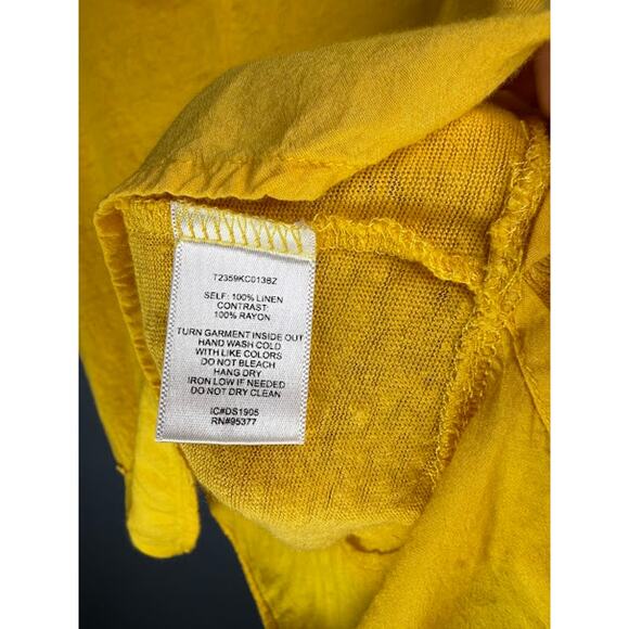 Sanctuary T-Shirt Women's Size 2x 100% Linen Top Yellow V-Neck Elevated Basic - Picture 4 of 7